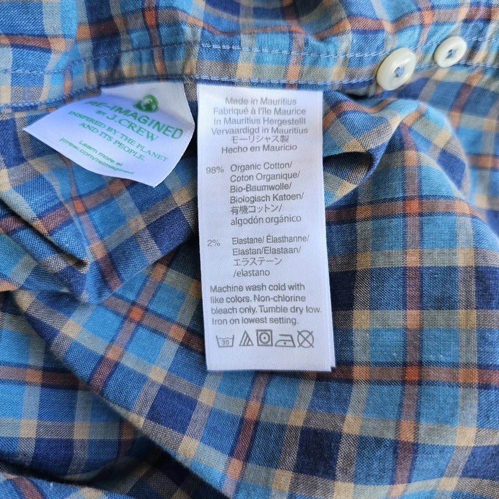 New! J Crew Mens size Small S Slim Stretch Secret Blue Plaid Shirt NWT